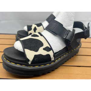 Doc Martens Voss Hair On Sandals - Black + Medium Cow Print - Size 8W US